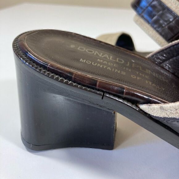 DONALD PLINER CROC EMBOSSED LEATHER & Canvas Women’s open toe sandals size 9 GUC - Picture 10 of 16